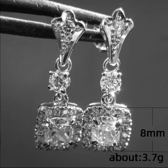 New Women’s 925 Silver Diamond Beautiful Earrings - Picture 5 of 6
